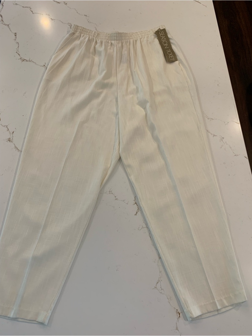 Vintage Ivory Wide Leg Pants Pull On Elastic Waist Size 22W